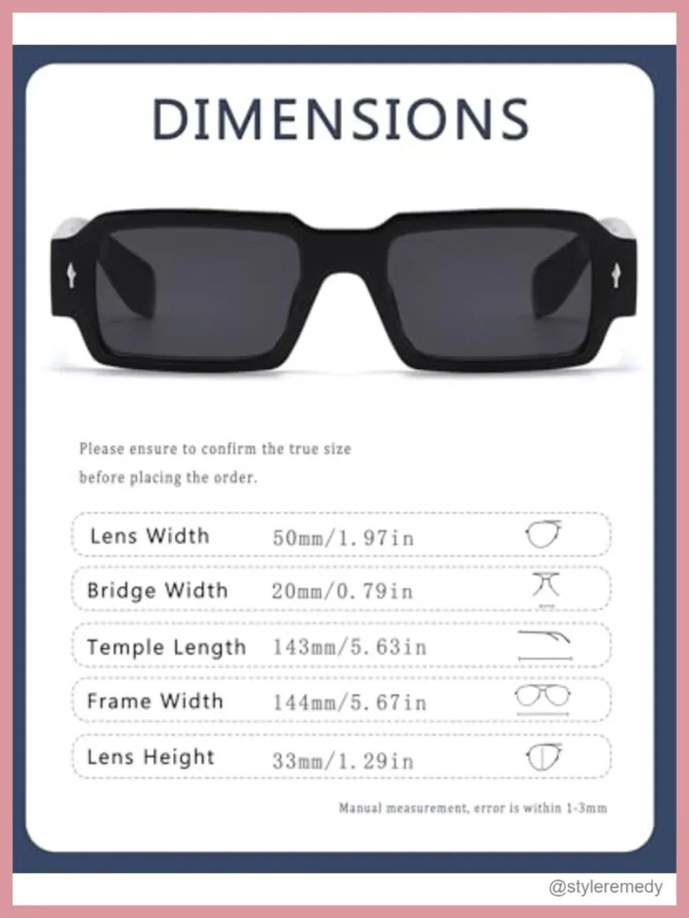 Thick Square Sunglasses UV400 Protection Black Frame Grey Lens